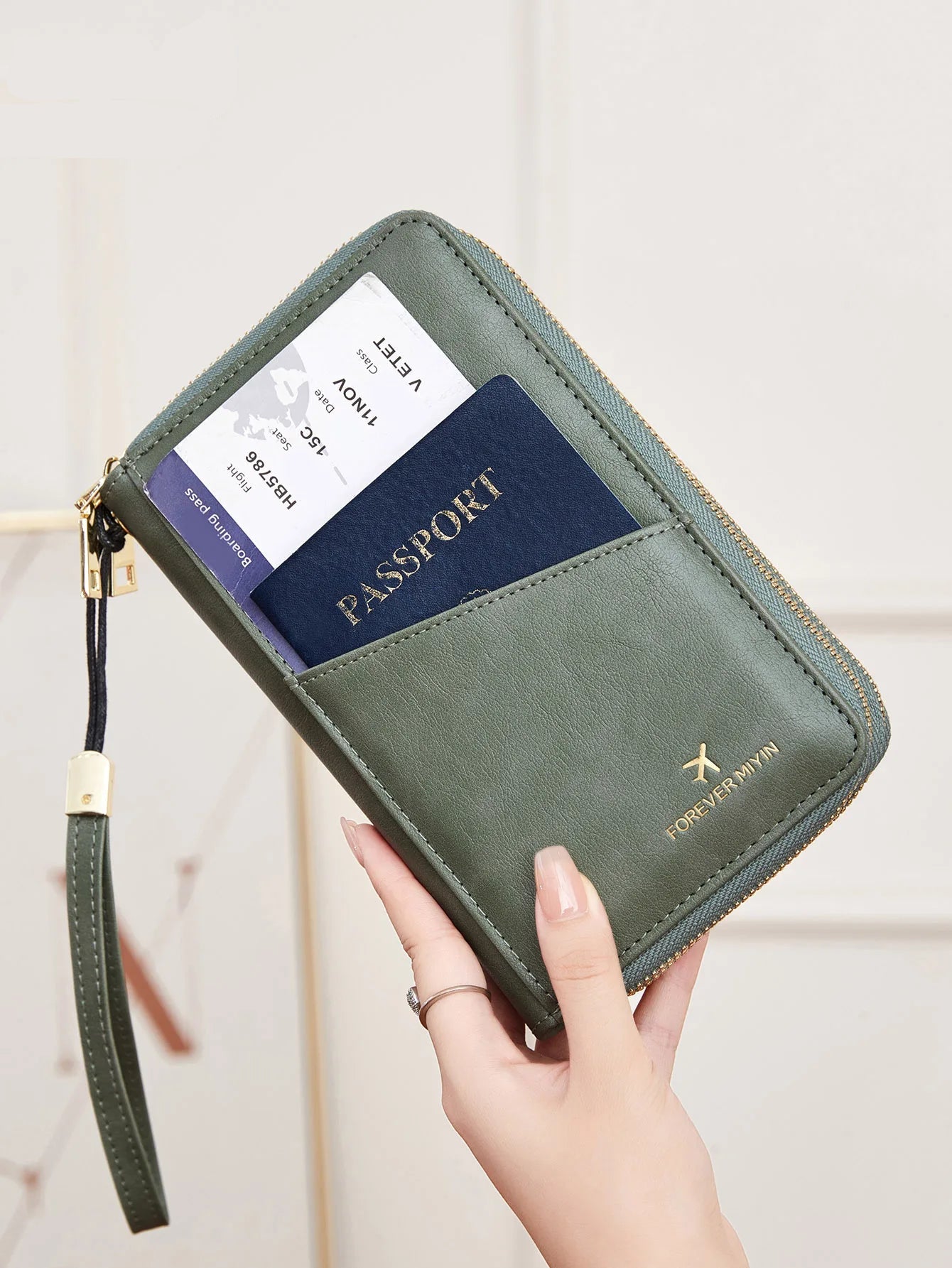 Travel Passport Wallet PU Leather Multi Functional Double Zipper Passport Cover for Travel