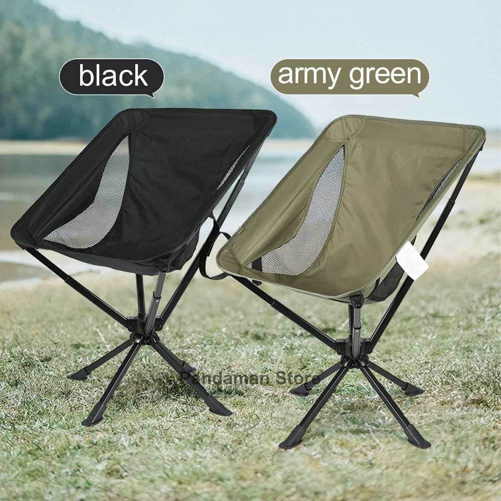 360 Degree Swivel Portable Camping Chair Compact Collapsible Folding Seat for Outdoor Travel Picnic