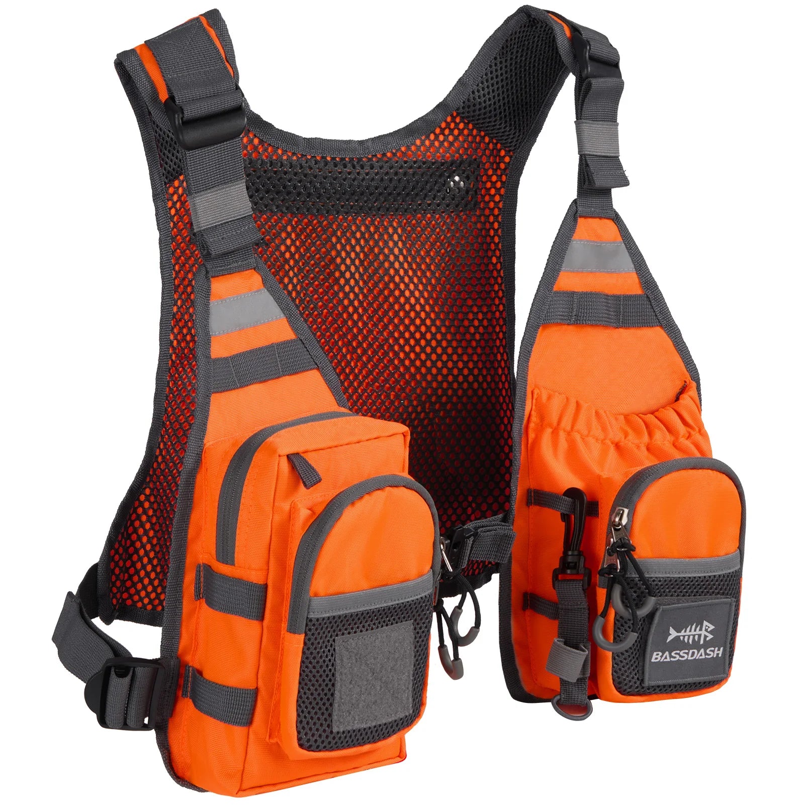 BASSDASH FV08 Ultra Lightweight Backcountry Survival Fly Fishing Vest Portable Chest Pack Adjustable Outdoor Gear