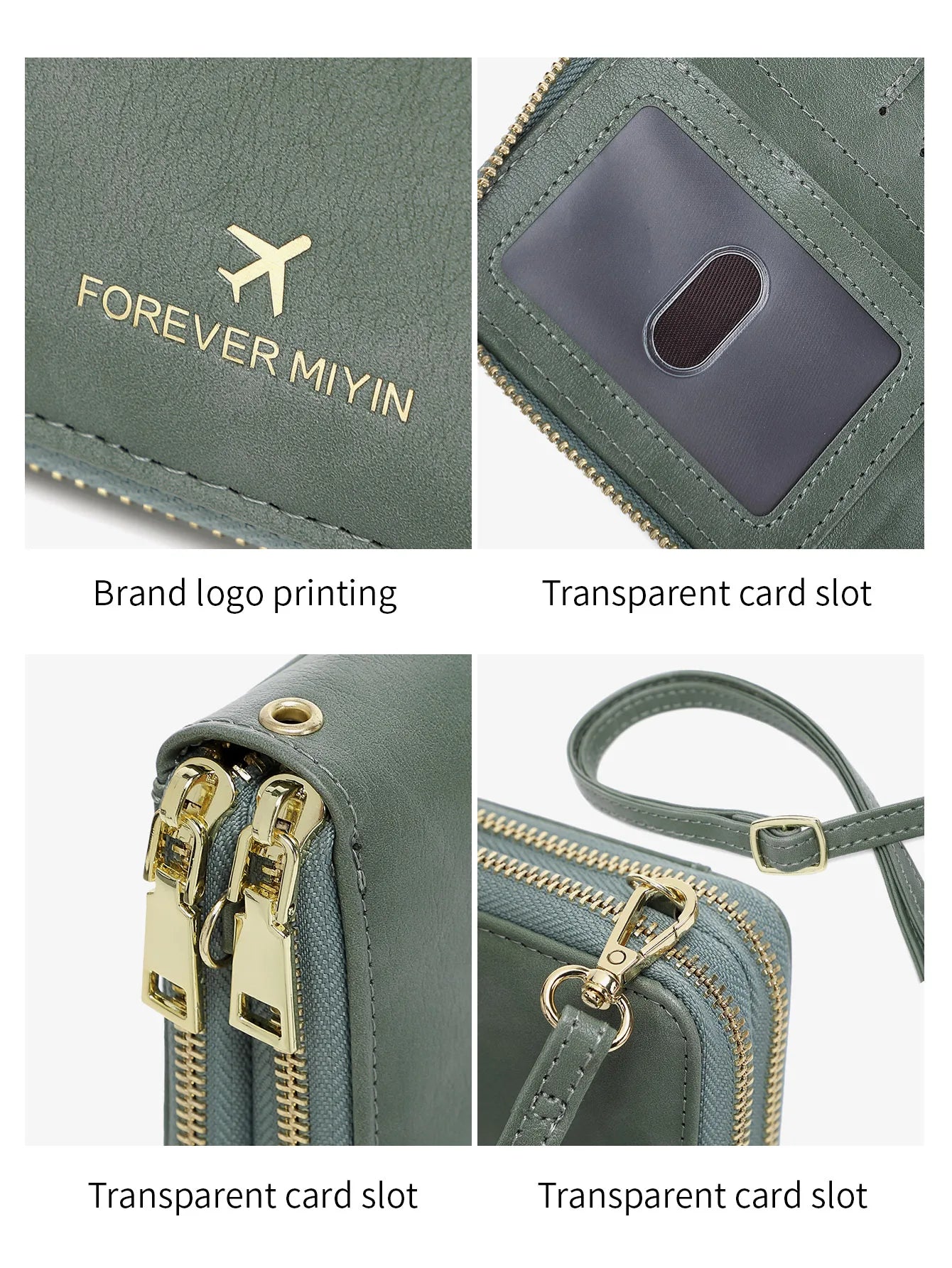 Travel Passport Wallet PU Leather Multi Functional Double Zipper Passport Cover for Travel