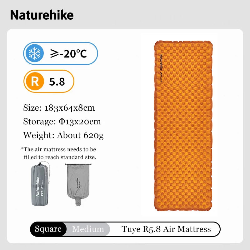 Inflatable Camping Sleeping Mat R Value 5.8 Lightweight Air Mattress Outdoor Hiking Pad Gear